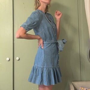 Veronica beard denim ruffle dress size small